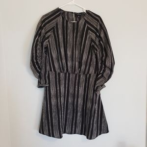 Who What Wear Stripped Puff Sleeve Dress